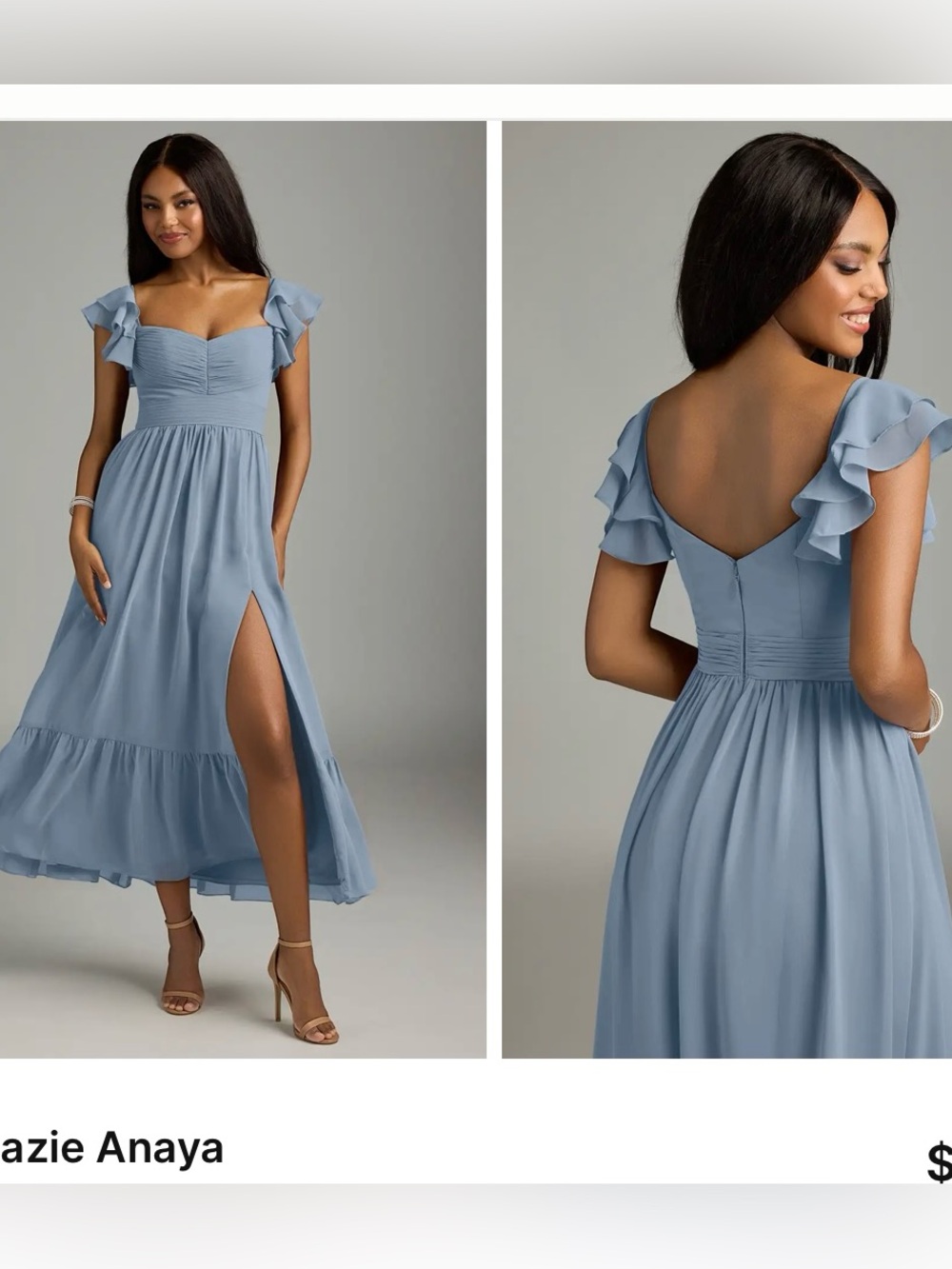 Azazie Anaya Dusty Blue A-Line Sweetheart Neckline Chiffon Dress